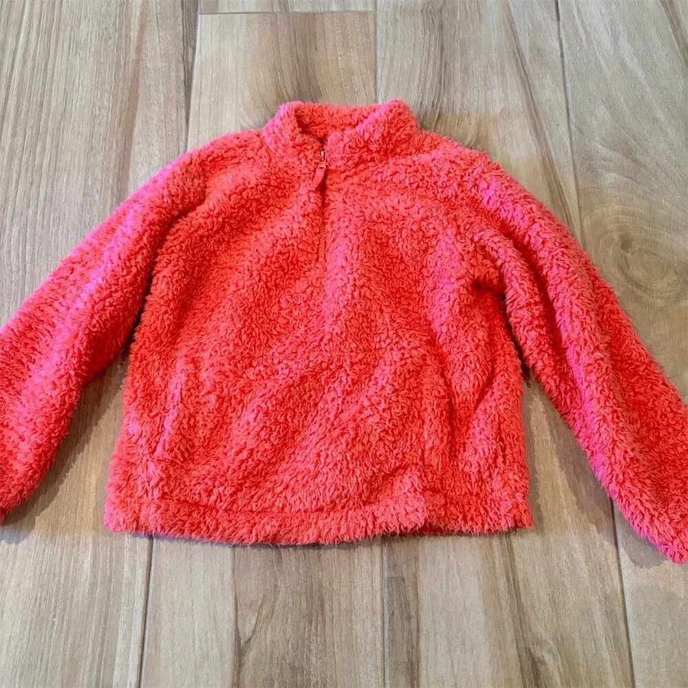 GAP Kids Jacket Girls Size M Pink Sherpa Fleece Half-Zip Pullover Mock